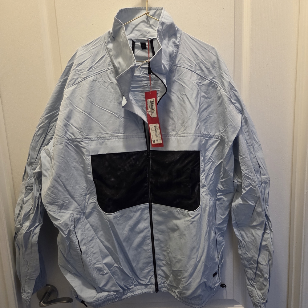 HUGO Light Blue Windbreaker with Black Chest Panel
